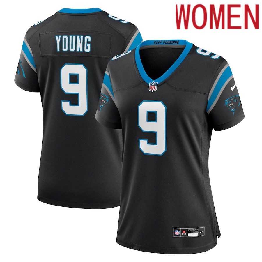 Women Carolina Panthers 9 Bryce Young Nike Black Team Game NFL Jersey